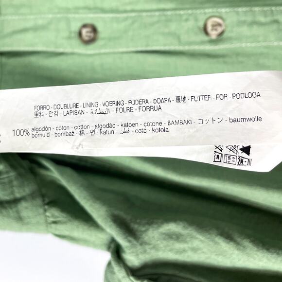 Zara Topstitched Romper Green Belt Tie Button Front Roll Tab Sleeve Collar Sz XL - Picture 11 of 12